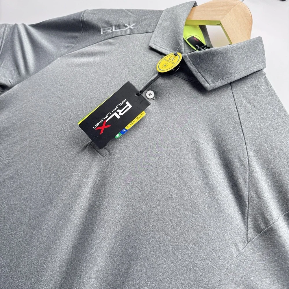 Ralph Lauren RLX  Spyglass Grey Heather Mens Large Button Down Polo Shirt